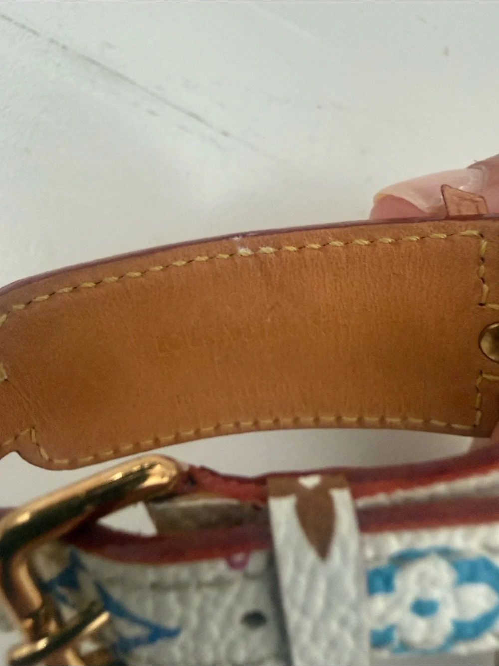 Authentic Louis Vuitton Multicolor Monogram Bracelet Porto Address Leather
